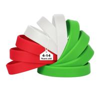 LVNRIDS 50 pezzi Braccialetti in Silicone Verde/rosso/bianco, 18 cm Riutilizzabile Braccialetti Elastici in Gomma per Bambini, Bracciale Colorati per Feste, Eventi, Festival Musicali,Sport