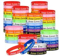LVNRIDS 50 Pezzi Bracciali di Silicone Cristiani Ispirati, Braccialetti Religiosi in Gomma per Uomini e Donne Regali della Chiesa alla rinfusa