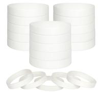 LVNRIDS Braccialetti in silicone 100 pezzi Bianco, 16 cm Braccialetti Elastici in Gomma per Bambini, Riutilizzabile Braccialetto Colorati per Feste, Compleanno, Scolastica