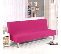 lvooaxs Copridivano elasticizzato senza braccioli, pieghevole, con fascia elastica, lavabile in lavatrice (rosso rosa)