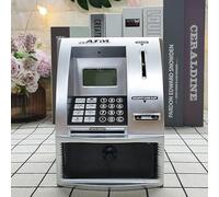 Lvpradior ATM Savings Bank Digital Money Bank Machine, Electronic ATM Money Safe for Kids with Debit Card, Password Login, Coin Recognition, Voice Prompt, Balance Calculator (Silver)