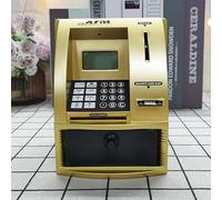 Lvpradior ATM Savings Bank Digital Money Bank Machine, Electronic ATM Money Safe for Kids with Debit Card, Password Login, Coin Recognition, Voice Prompt, Balance Calculator (oro)