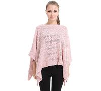 LvRao Autunno Primaverile Elegante Largo Crochet Poncho a Maglia Mantelle Sexy Cover-Up Batwing Pullover Tops per Donna (Rosa, Taglia Unica)