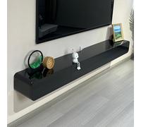 LVRUIEDS Supporto TV Sospeso, Mensola TV Lucida A Parete, Centro di Intrattenimento Moderno con Mobile TV Portaoggetti, Tavolo Consolle Multimediale per Soggiorno(Black,120CM)