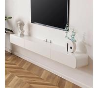 LVRUIEDS Supporto TV Sospeso, Mensola TV Lucida A Parete, Centro di Intrattenimento Moderno con Mobile TV Portaoggetti, Tavolo Consolle Multimediale per Soggiorno(Bianca,200CM)