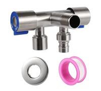 LVSELINGI Rubinetto con Doppia Uscita, Bidet, WC, Doccia, Accessori for Bagno, in Rame da 1/2" e valvola di intercettazione