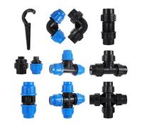 LVSELINGI Valvola a Sfera con connettore rapido, valvola PE, Raccordo a T Dritto, Gomito, Diametro Esterno 25 mm, for Tubo di irrigazione, for Acqua(2714)