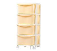 LVSEWOA 4-stöckiger Rollwagen für Wohnzimmer Oder Schlafzimmer, HellGelb, für Kleidung und Andere Kleinigkeiten, platzsparend und Leicht zu transportieren