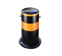 LVSEWOA Bolardo de Acero inoxidable de 18" con pernos de anclaje, Banda reflectante y anillo de suspensión, Barrera de seguridad para estacionamiento en áreas sensibles al tráfico (Negro-Amarillo)