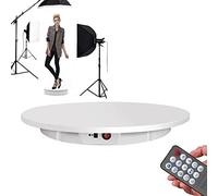 LVSEWOA Espositore Girevole con Telecomando, Piattaforma Girevole elettrica per Fotografia di Prodotti, capacità 220 libbre, Piattaforma Girevole motorizzata a 360 Gradi (Bianco 42 cm)