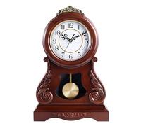 LVSEWOA Orologio da Camino con Pendolo e campanelli per l'arredamento della casa Orologio a Pendolo in Legno Vintage con Pendolo oscillante, Orologio da Tavolo da scrivania a Batteria