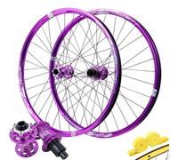 LVSEWOA Paire Roues de Vélo avec Frein À Disque,Axe Traversant 26 27,5 29 Pouces Roues VTT en Alliage D'aluminium Avant 2 Arrière 4 Roulements for Cassette 8-12S Wheelset(Purple- MS,29inch)
