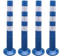 LVSEWOA Paletti di parcheggio fissi in Gomma Morbida, 4 Coni stradali con collari Riflettenti, Barriere di parcheggio a Montante (Colore: Blu + Bianco, Dimensioni: 4 Pezzi), 91888