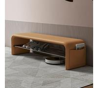 LVSEWOA Panca da Ingresso Imbottita Arancione Moderna di metà secolo, Elegante Design Senza braccioli, Altezza ridotta, per Sala da Pranzo, Soggiorno, Cucina, Panca da fine Letto di metà secolo