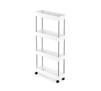 LVSEWOA Rollbares Kunststoffregal für Waschküche, Bad, Küche, Garage und Speisekammer - robuste und platzsparende LÖSUNG