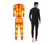 LVSHUOHC Maglia Intima Termica Uomo 22 Aree Intimo Riscaldata, Calzamaglia Termica, 3 Livelli di Temperatura（95℉/113℉/131℉） sottotuta Moto Maglia Termica Ciclismo,3XL