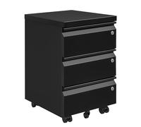 LVSTEEL Cassettiera per Ufficio con 3 Cassetti, Schedario da Ufficio Bloccabile, Completamente Assemblata, Nero