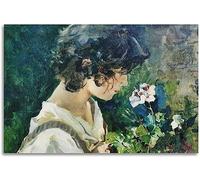 LVTFCO Joaquín Sorolla Poster E Stampe《Ragazza Italiana con Fiori》Arte da Parete Joaquín Sorolla Dipinto su Tela per La Decorazione della Parete di Casa Immagine 50x70cm Senza Cornice