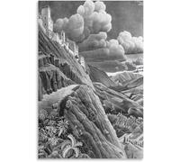 LVTFCO M.C. Poster di Escher《Castrovalva》Arte da Parete su Tela M.C. Escher Stampa M.C. Quadro Escher per Soggiorno, Decorazione da Parete, 50 x 70 cm x 1, Senza Cornice