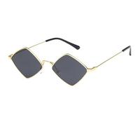 LVTFCO Occhiali da sole da donna Polygon Occhiali da sole irregolari vintage con montatura piccola rombo Occhiali da sole da donna Occhiali da sole in lega retrò Nero, oro nero, Taglia unica
