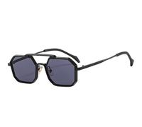 LVTFCO Occhiali da sole esagonali quadrati alla moda Donna Uomo Lenti per PC Montatura in metallo in lega Occhiali da sole di lusso UV400, C1, Taglia unica