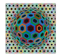 LVTFCO Victor Vasarely Poster E Stampe Optical Visual Wall Art Victor Vasarely Dipinto su Tela per La Casa Decorazione della Parete di Arte Immagine 40x40cmx1 Senza Cornice