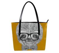 LVTISEE Borsa a tracolla da donna con bradipo con occhiali e papillon, in pelle PU, borsa a tracolla per lavoro, viaggi
