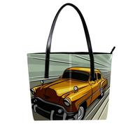 LVTISEE Borsa a tracolla da donna in pelle PU con auto vintage che accelera attraverso la strada, borsa a tracolla per lavoro, viaggi