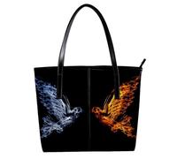 LVTISEE Borsa a tracolla da donna in pelle PU con colombe che volano e fumo e fiamme, borsa a tracolla per lavoro, viaggi