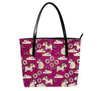 LVTISEE Borsa a tracolla da donna in pelle PU con simpatici unicorni e dolci rosa, borsa a tracolla per lavoro, viaggi
