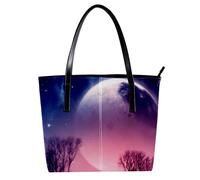 LVTISEE Celestial Starry Night Full Moon Tote Bag da donna in pelle PU borse a tracolla borsa tote borsa hobo borsa per lavoro, viaggio