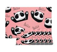 LVTISEE Set di 4 tovagliette per tavolo da pranzo, in tessuto, resistenti al calore, antimacchia, lavabili, con motivo Hello Panda