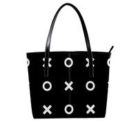 LVTISEE Tile X O Noughts and Crosses - Borsa a tracolla da donna in pelle PU nera e bianca, borsa a tracolla per lavoro, viaggi
