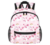 LVTISEE Zaino leggero con unicorno rosa arcobaleno, piccolo zaino per libri, casual, da viaggio, con tasche laterali per bottiglie