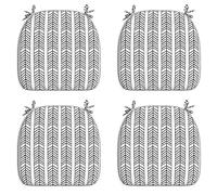 LVTXIII Outdoor Seat Cushions Set of 4 Patio Chair Pads with Ties, All Weather Chair Cushions for Home Office and Patio Garden Furniture Decoration D16” x W17” x H2, Herringbone Black White