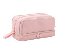 LVUNZJCA Astuccio per studenti, a doppio strato, semplice, per scuola, ufficio, rosa, 22x9.5x10cm