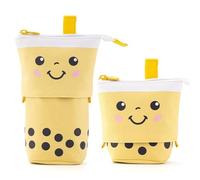 LVUNZJCA Astuccio portapenne creativo carino portapenne in piedi retrattile rotondo portapenne per scuola ufficio, Giallo, 13x6x17cm