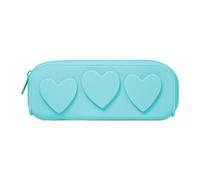 LVUNZJCA Borsa per matite per studenti, semplice borsa in silicone, per trucchi e matite, portatile, per scuola e ufficio, Blu, 17.5x5x7.5cm