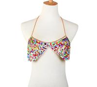 LVUNZJCA Catena per Il Corpo da Donna Bikini a Foglie Colorate con Collana di Lingerie Sexy a Catena for Il Corpo da Donna