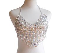 LVUNZJCA Catena per Il Corpo da Donna Nightclub Color Splice Wrapped Chest Tank Top Women's Body Chain