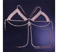 LVUNZJCA Catena per Il Corpo da Donna Partito della Catena del Corpo del Pendente Scintillante della Catena del Reggiseno con Strass(Gold_One Size)
