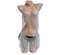 LVUNZJCA Catena per Il Corpo da Donna Prestazioni Personalizzate della Catena del Corpo della Barba appesa(Silver_Free)