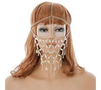 LVUNZJCA Catena per il viso da donna, maschera in maschera da donna, catena per il viso, costumi da sala da ballo per Halloween, cosplay e feste
