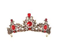 LVUNZJCA Corona di Tiara Corona da Sposa in Stile Barocco con Corona di Strass Rossi per Le Vacanze