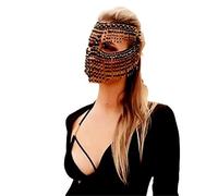 LVUNZJCA Maschera da sposa con catena per il viso nera con perline nappe per yoga per Halloween, cosplay e feste