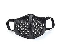 LVUNZJCA Maschera Steampunk Maschera Punk da Festa da Uomo con Rivetti in Pelle PU Nera per Feste Cosplay