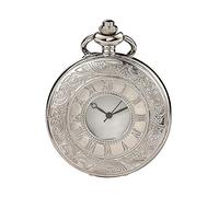 LVUNZJCA Orologio da Tasca Classic Mens Vigilanza di tasca meccanica trasparente aperto vigilanza di tasca romana Pocket Watch Retro(Colore:Silver)