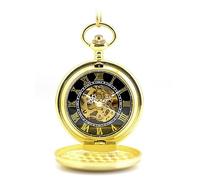 LVUNZJCA Orologio da Tasca Scheletro di orologio da tasca meccanico vintage intagliato con scudo dorato