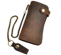LVUNZJCA Portafoglio a Catena da Uomo Portafoglio da uomo in pelle Fashion Checkbook Chain Organizer