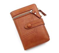 LVUNZJCA Portafoglio Corto da Donna Portafoglio da donna Portafoglio con cerniera corta in pelle PU(Marrone)